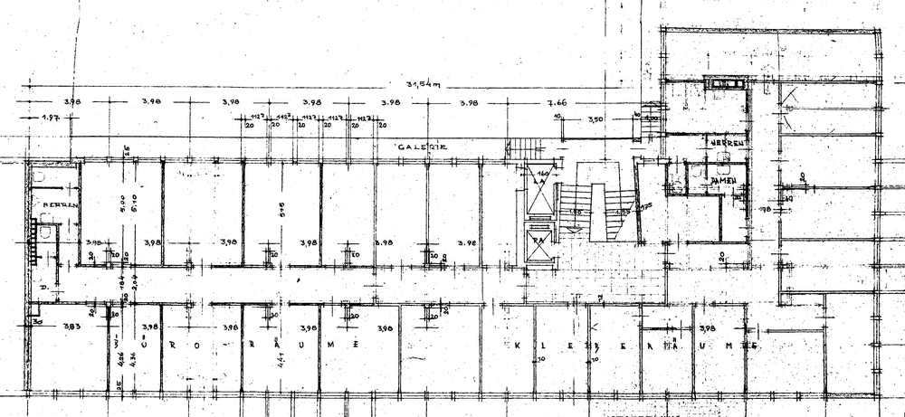 Grundriss Ufa-Haus mit Schneidräumen (1955)